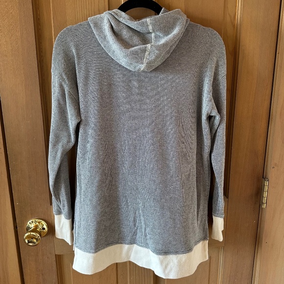 LL Bean womens waffle hoodie pullover stripe - Picture 5 of 8